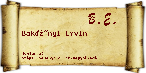 Bakányi Ervin névjegykártya
